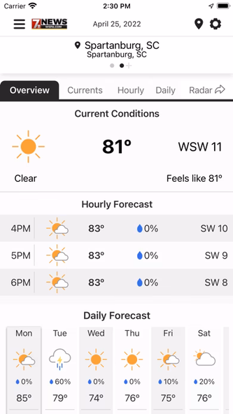 WSPA Weather Screenshot 2 - AppWisp.com WSPA Weather Screenshot 2 - AppWisp.com