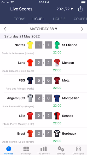 Live Scores of Football France Screenshot 1 - AppWisp.com Live Scores of Football France Screenshot 1 - AppWisp.com