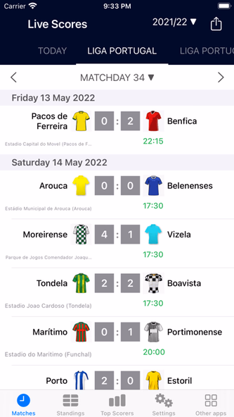 Live Scores for Liga Portugal Screenshot 1 - AppWisp.com Live Scores for Liga Portugal Screenshot 1 - AppWisp.com