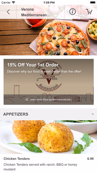 Verona Mediterranean Pizzeria Screenshot 3 - AppWisp.com Verona Mediterranean Pizzeria Screenshot 3 - AppWisp.com