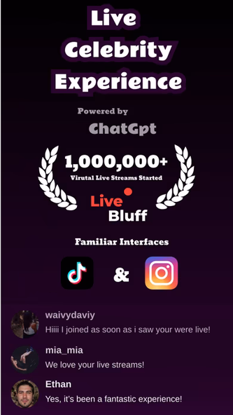 Fake Live Stream - LiveBluff Screenshot 1 - AppWisp.com Fake Live Stream - LiveBluff Screenshot 1 - AppWisp.com