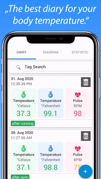Body Temperature Fever Diary Screenshot 1 - AppWisp.com Body Temperature Fever Diary Screenshot 1 - AppWisp.com