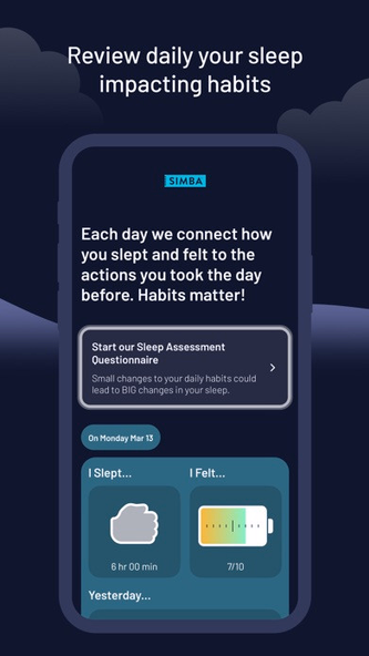 Simba Sleep Coach & Tracker Screenshot 2 - AppWisp.com Simba Sleep Coach & Tracker Screenshot 2 - AppWisp.com