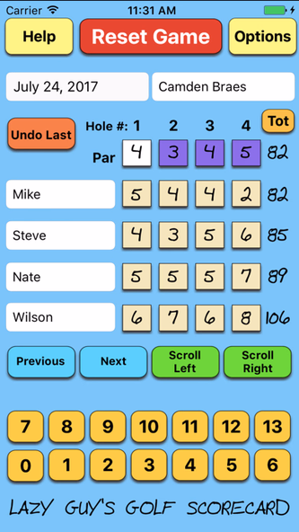 Lazy Guy's Golf Scorecard Screenshot 1 - AppWisp.com Lazy Guy's Golf Scorecard Screenshot 1 - AppWisp.com