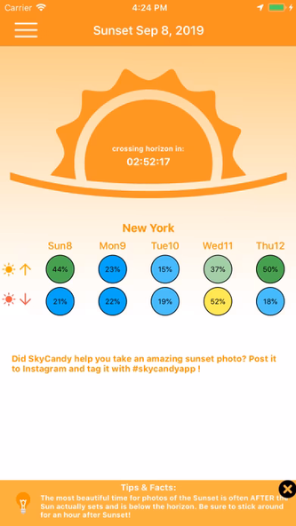 SkyCandy - Sunset Forecast App Screenshot 1 - AppWisp.com SkyCandy - Sunset Forecast App Screenshot 1 - AppWisp.com
