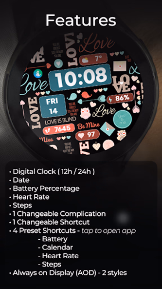 TVV Valentine's Day Watch Face Screenshot 2 - AppWisp.com TVV Valentine's Day Watch Face Screenshot 2 - AppWisp.com
