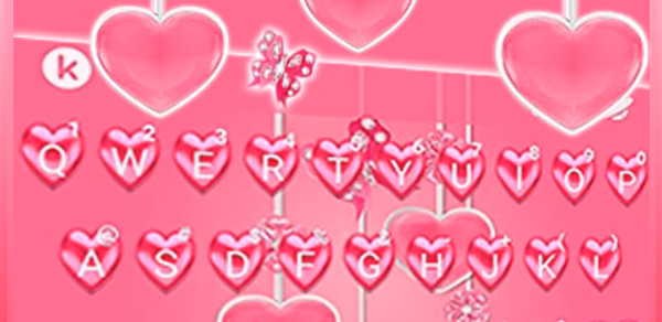 Pink Hearts Keyboard Theme Header - AppWisp.com