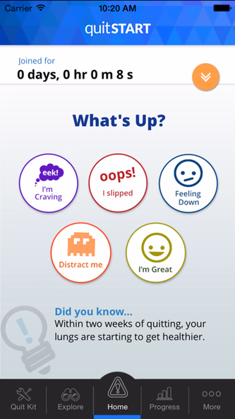 quitSTART - Quit Smoking Screenshot 1 - AppWisp.com quitSTART - Quit Smoking Screenshot 1 - AppWisp.com