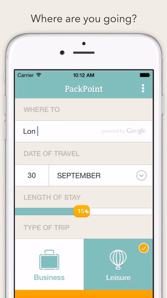 PackPoint Travel Packing List Screenshot 1 - AppWisp.com PackPoint Travel Packing List Screenshot 1 - AppWisp.com