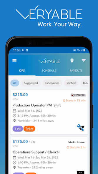 Veryable: Work. Next Day Pay Screenshot 1 - AppWisp.com Veryable: Work. Next Day Pay Screenshot 1 - AppWisp.com