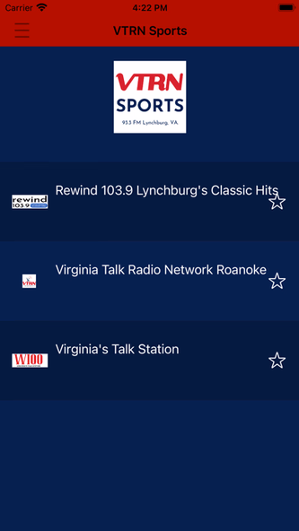 VTRN Sports 93.3 FM Lynchburg Screenshot 1 - AppWisp.com VTRN Sports 93.3 FM Lynchburg Screenshot 1 - AppWisp.com