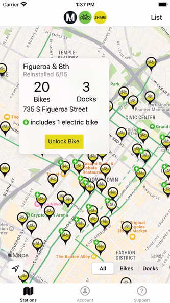 Metro Bike Share Screenshot 1 - AppWisp.com Metro Bike Share Screenshot 1 - AppWisp.com