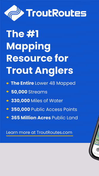 TroutRoutes: Fly Fishing App Screenshot 1 - AppWisp.com TroutRoutes: Fly Fishing App Screenshot 1 - AppWisp.com