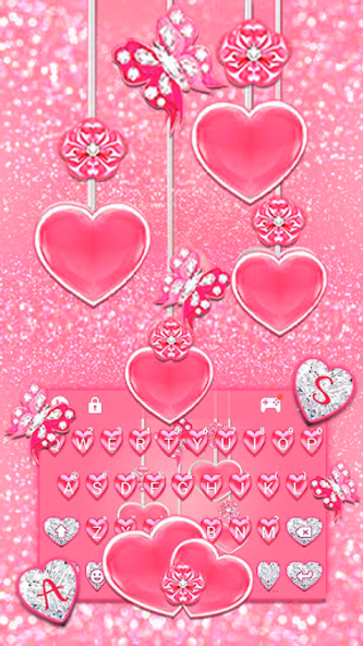 Pink Hearts Keyboard Theme Screenshot 2 - AppWisp.com