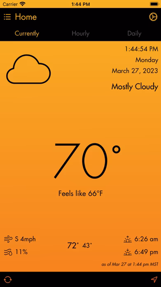 Currently - A Weather App Screenshot 1 - AppWisp.com Currently - A Weather App Screenshot 1 - AppWisp.com