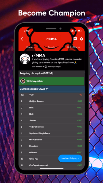 Fanatics Fantasy MMA Screenshot 3 - AppWisp.com Fanatics Fantasy MMA Screenshot 3 - AppWisp.com