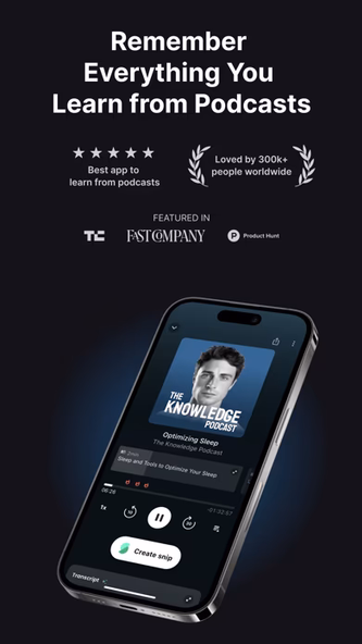 Snipd | AI Podcast Player Screenshot 1 - AppWisp.com Snipd | AI Podcast Player Screenshot 1 - AppWisp.com