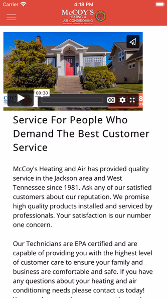 McCoy's HVAC Screenshot 1 - AppWisp.com McCoy's HVAC Screenshot 1 - AppWisp.com