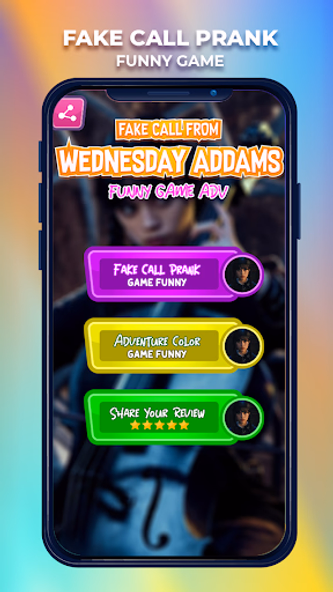 Wednesday Addams Game Fakecall Screenshot 2 - AppWisp.com