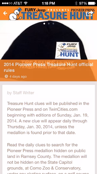 Pioneer Press Treasure Hunt Screenshot 2 - AppWisp.com Pioneer Press Treasure Hunt Screenshot 2 - AppWisp.com