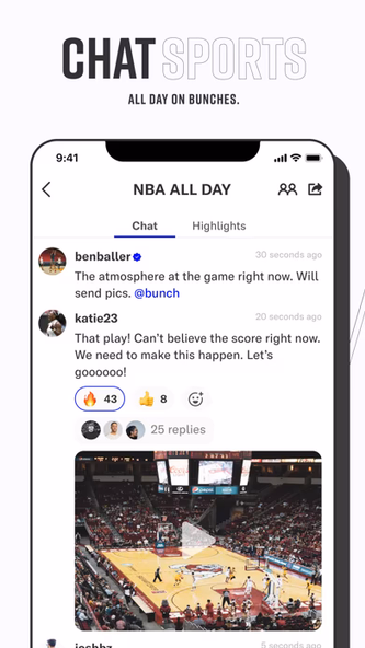 Bunches: Chat Sports Screenshot 1 - AppWisp.com Bunches: Chat Sports Screenshot 1 - AppWisp.com