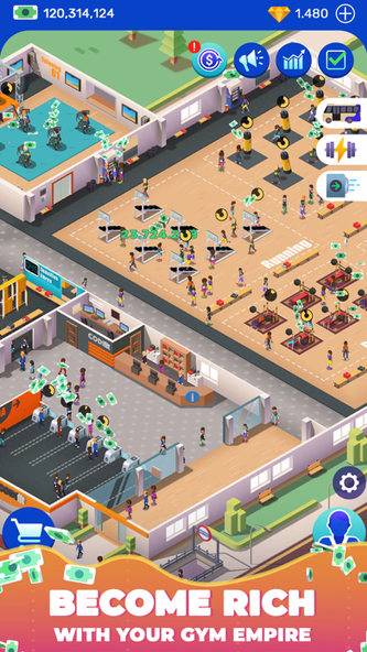 Idle Fitness Gym Tycoon - Game Screenshot 2 - AppWisp.com Idle Fitness Gym Tycoon - Game Screenshot 2 - AppWisp.com