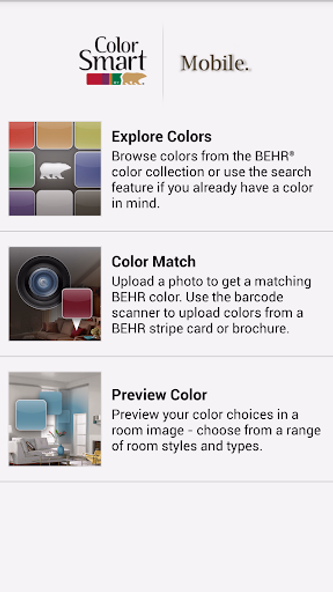 ColorSmart by BEHR® Mobile Screenshot 1 - AppWisp.com ColorSmart by BEHR® Mobile Screenshot 1 - AppWisp.com