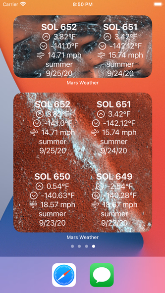 Mars Weather with Widgets Screenshot 2 - AppWisp.com Mars Weather with Widgets Screenshot 2 - AppWisp.com
