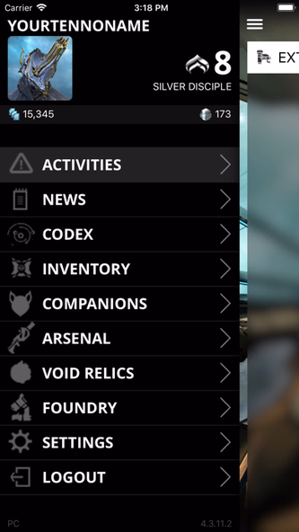 Warframe Companion Screenshot 1 - AppWisp.com Warframe Companion Screenshot 1 - AppWisp.com