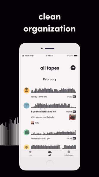 Tape It - Pro Audio Recorder Screenshot 2 - AppWisp.com Tape It - Pro Audio Recorder Screenshot 2 - AppWisp.com