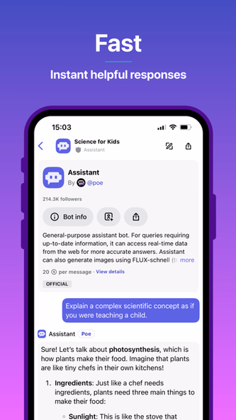 Poe – Fast AI Chat Screenshot 1 - AppWisp.com Poe – Fast AI Chat Screenshot 1 - AppWisp.com