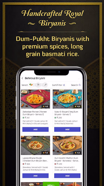 Behrouz Biryani - Order Online Screenshot 4 - AppWisp.com Behrouz Biryani - Order Online Screenshot 4 - AppWisp.com