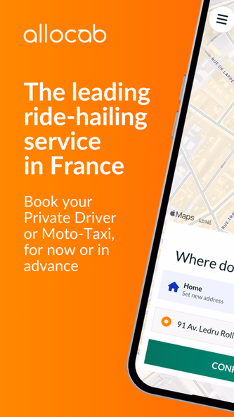 Allocab VTC et Taxi Moto Screenshot 1 - AppWisp.com Allocab VTC et Taxi Moto Screenshot 1 - AppWisp.com