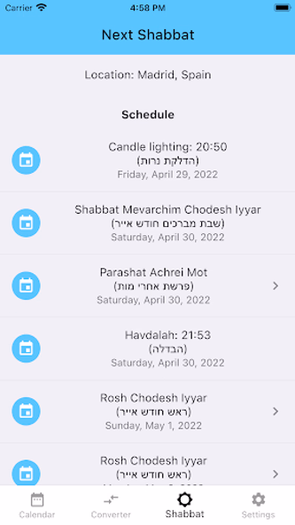 Jewish Calendar Dates Screenshot 3 - AppWisp.com Jewish Calendar Dates Screenshot 3 - AppWisp.com