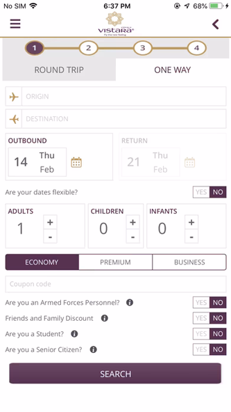 Vistara - India's Best Airline Screenshot 2 - AppWisp.com Vistara - India's Best Airline Screenshot 2 - AppWisp.com