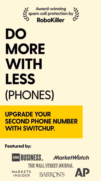 SwitchUp - Second Phone Number Screenshot 1 - AppWisp.com SwitchUp - Second Phone Number Screenshot 1 - AppWisp.com