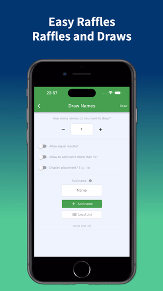 Easy Raffle: Names and Numbers Screenshot 1 - AppWisp.com Easy Raffle: Names and Numbers Screenshot 1 - AppWisp.com