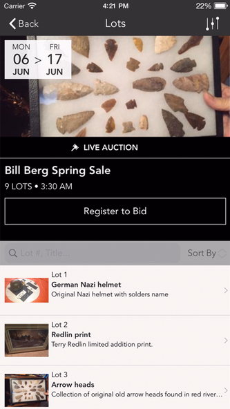 Bill Berg Auctions Screenshot 2 - AppWisp.com Bill Berg Auctions Screenshot 2 - AppWisp.com