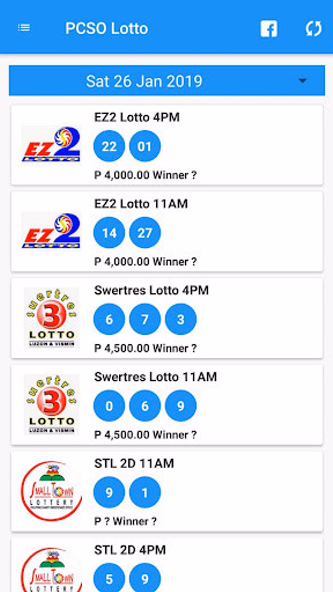 PCSO Lotto Results - EZ2 & SW Screenshot 1 - AppWisp.com PCSO Lotto Results - EZ2 & SW Screenshot 1 - AppWisp.com
