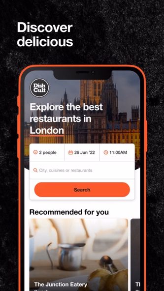 Dish Cult: Restaurant Bookings Screenshot 1 - AppWisp.com Dish Cult: Restaurant Bookings Screenshot 1 - AppWisp.com