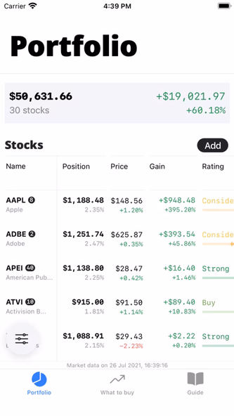 Kappa: Stocks screener Screenshot 1 - AppWisp.com Kappa: Stocks screener Screenshot 1 - AppWisp.com