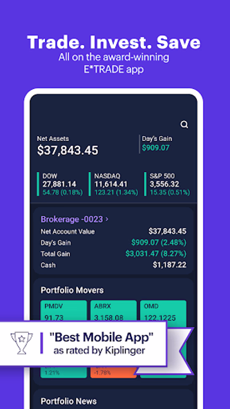 E*TRADE: Invest. Trade. Save. Screenshot 1 - AppWisp.com E*TRADE: Invest. Trade. Save. Screenshot 1 - AppWisp.com