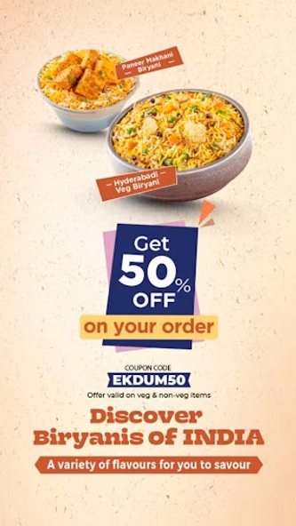 Ekdum Biryani: Order Biryani, Screenshot 1 - AppWisp.com Ekdum Biryani: Order Biryani, Screenshot 1 - AppWisp.com