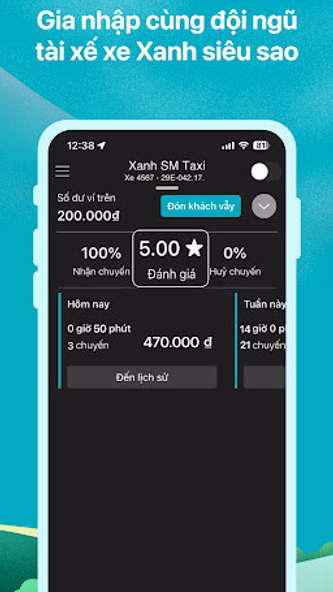 Taxi Driver Xanh SM Screenshot 4 - AppWisp.com Taxi Driver Xanh SM Screenshot 4 - AppWisp.com