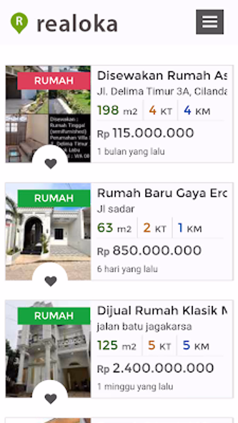 Realoka - Rumah Dijual Screenshot 1 - AppWisp.com Realoka - Rumah Dijual Screenshot 1 - AppWisp.com