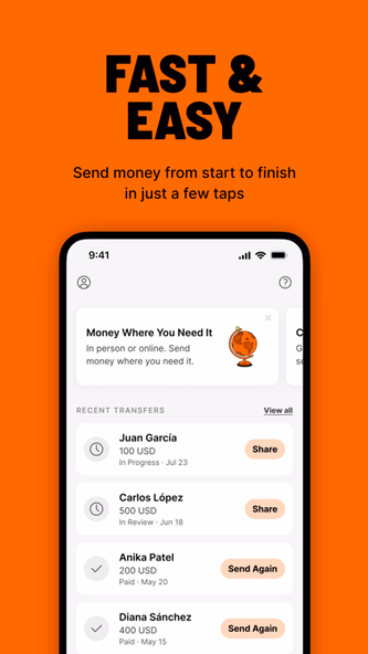 Ria Money Transfer: Send Cash Screenshot 2 - AppWisp.com Ria Money Transfer: Send Cash Screenshot 2 - AppWisp.com