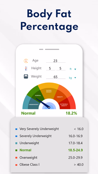 BMI, BMR & Body Fat Calculator Screenshot 3 - AppWisp.com BMI, BMR & Body Fat Calculator Screenshot 3 - AppWisp.com