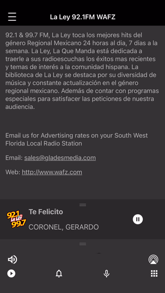La Ley WAFZ 92.1 FM Screenshot 3 - AppWisp.com La Ley WAFZ 92.1 FM Screenshot 3 - AppWisp.com