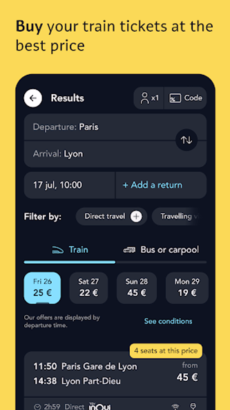 SNCF Connect: Trains & routes Screenshot 3 - AppWisp.com SNCF Connect: Trains & routes Screenshot 3 - AppWisp.com