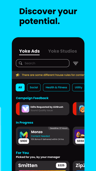 yoke - make content; get paid Screenshot 2 - AppWisp.com yoke - make content; get paid Screenshot 2 - AppWisp.com